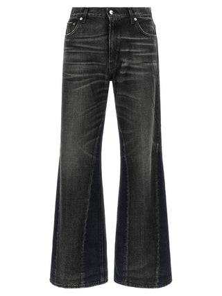 Gray Cotton Flared Jeans