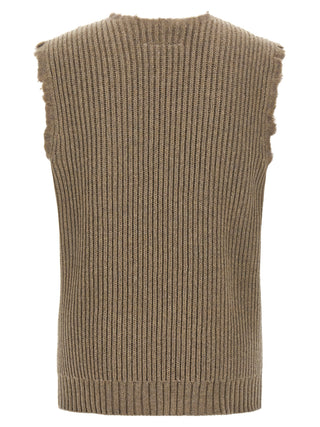 Beige Wool Sleeveles Sweater