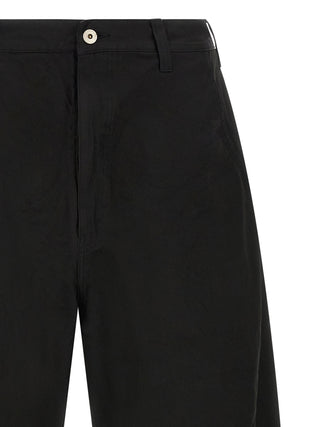 Black Polyester Casual Pants