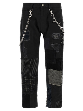 Black Cotton Straight-Leg Jeans