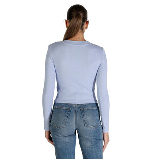 Blue Cotton Long Sleeve T-Shirt