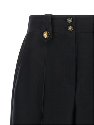Black Wool Cropped Pants