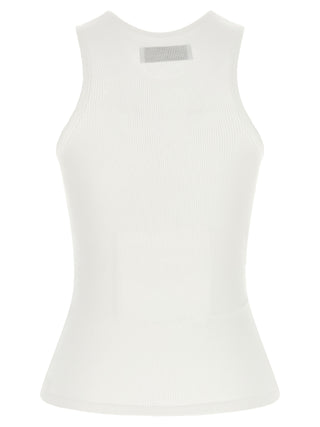 White Viscose Sleeveles T-Shirt