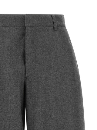 Gray Virgin Wool Casual Pants