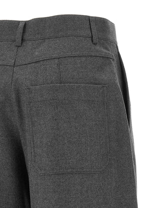 Gray Virgin Wool Casual Pants