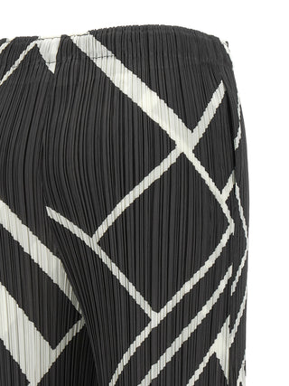 Gray Polyester Casual Pants