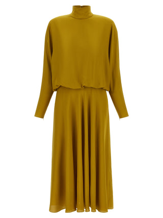 Bicolor Silk Midi Dress