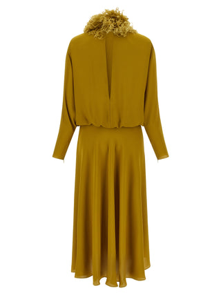 Bicolor Silk Midi Dress