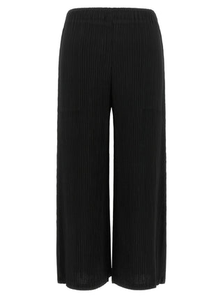 Black Polyester Casual Pants