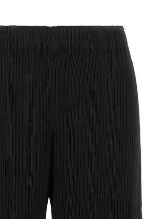 Black Polyester Casual Pants