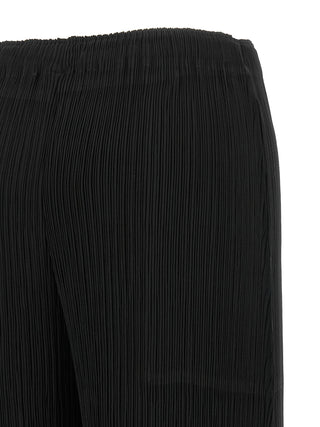Black Polyester Casual Pants