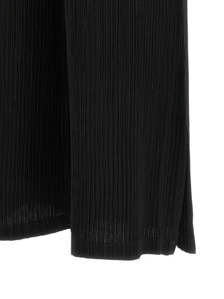 Black Polyester Casual Pants