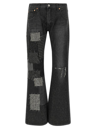 Black Cotton Flared Jeans