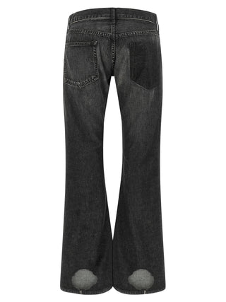 Black Cotton Flared Jeans