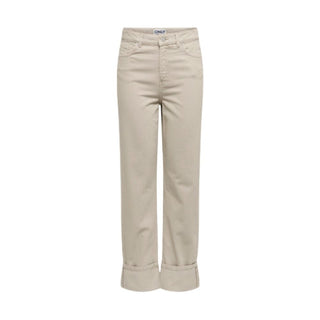 Beige Cotton Mom Jeans