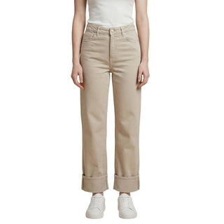 Beige Cotton Mom Jeans