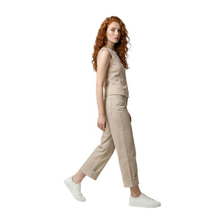 Beige Cotton Mom Jeans