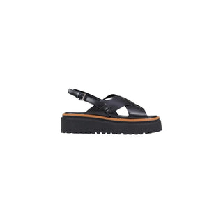 Black Leather Platform Sandals