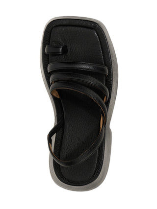 Black Calfskin Stiletto Heel Sandals