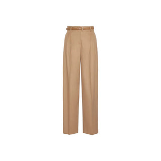 Brown Virgin Wool Casual Pants