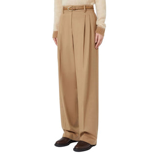 Brown Virgin Wool Casual Pants