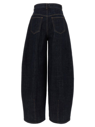 Blue Cotton High-Waisted Jean