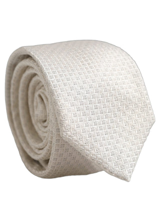 Men Off White Silk Woven Adjustable Tied Necktie Tie