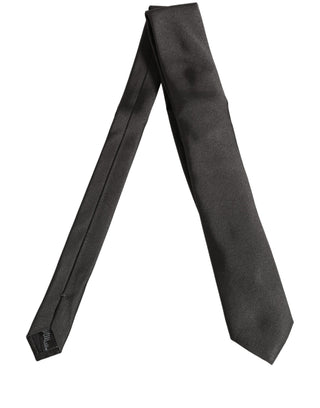 Men Dark Gray Silk Classic Adjustable Tied Necktie Tie