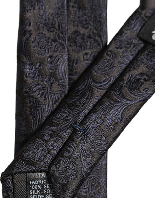 Men Dark Blue Floral Jacquard Adjustable Tied Necktie Tie
