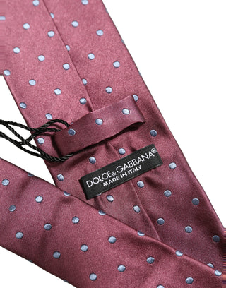 Men Maroon Silk Polka Dot Adjustable Tied Necktie Tie