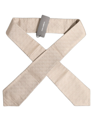Beige Silk Textured Knit Adjustable Tied Men Necktie Tie