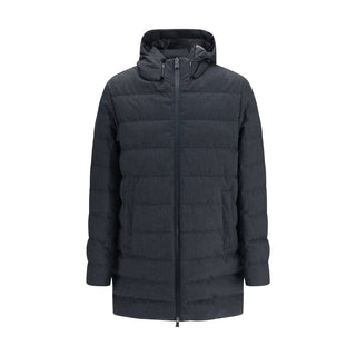 Gray Polyester Full-Length Jacket