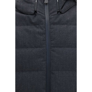 Gray Polyester Full-Length Jacket