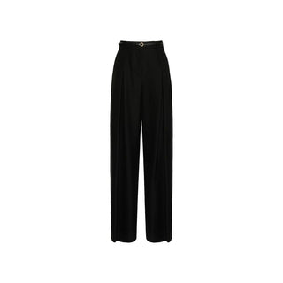 Black Elastane Casual Pants