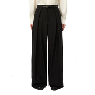 Black Elastane Casual Pants