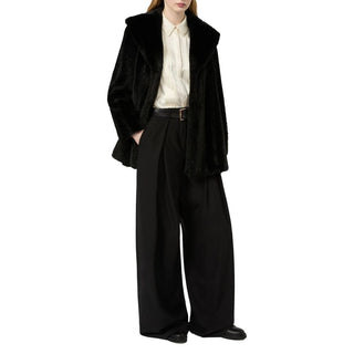 Black Elastane Casual Pants