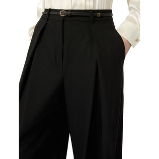 Black Elastane Casual Pants