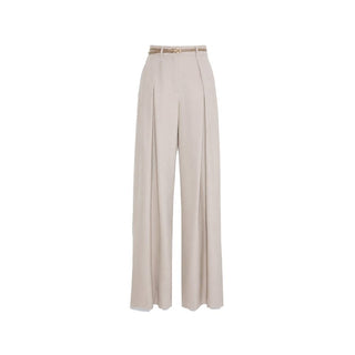 Beige Elastane Casual Pants