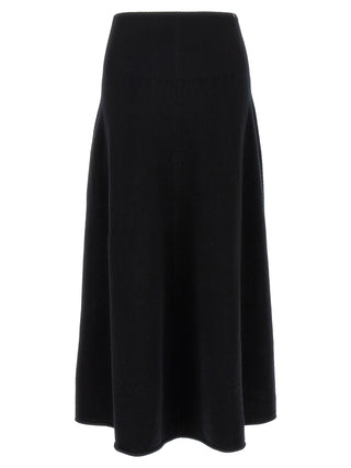 Black Cashmere Midi Skirt