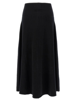 Black Cashmere Midi Skirt