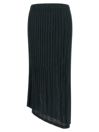 Blue Polyester Midi Skirt