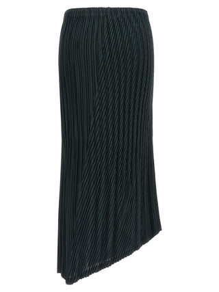 Blue Polyester Midi Skirt