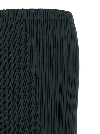 Blue Polyester Midi Skirt