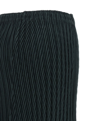 Blue Polyester Midi Skirt