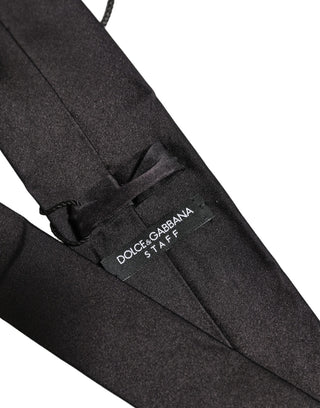 Black Satin 100% Silk Adjustable Tied Men Necktie Tie