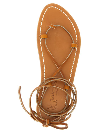 Brown Cowhide Flat Sandals