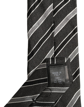 Black Gray Stripes Silk Adjustable Necktie Accessory Tie