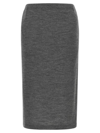 Gray Wool Midi Skirt