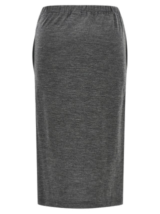 Gray Wool Midi Skirt