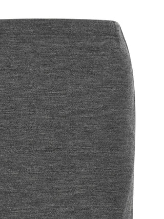 Gray Wool Midi Skirt